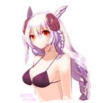  :o bettols bikini_top blush braid breasts cleavage hair_ornament head_wings light_valkyrie_(p&amp;d) long_hair looking_at_viewer medium_breasts puzzle_&amp;_dragons red_eyes silver_hair strap_gap swimsuit tri_braids valkyrie_(p&amp;d) 