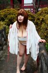  1girl asian breasts brown_hair cleavage fat fundoshi highres huge_breasts luu_(cosplayer) photo solo 