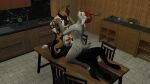 16:9 absurd_res african_wild_dog anal anal_penetration animal_genitalia anthro bio_(biohazardouswolf) biohazardouswolf blender_(artwork) canid canine canine_genitalia canis canis_woof cervus_durr cowgirl_position deer digital_media_(artwork) facesitting from_front_position fur furniture genitals group group_sex handjob hi_res kitchen kitchen_table knot male male/male mammal nuk_(biohazardouswolf) on_bottom on_top oral penetration penile rimming sex sitting_on_another threesome trio vrchat_model white_body white_fur widescreen wolf zorak_the_great