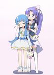  animal_slippers bad_id bad_pixiv_id blue_eyes blue_hair bunny_slippers cure_fortune dress drowsy earrings happinesscharge_precure! highres hikawa_iona jewelry long_hair magical_girl multiple_girls precure purple_eyes purple_hair purple_skirt ribbon_(happinesscharge_precure!) shirayuki_hime skirt slippers smile star star_earrings sunyukun thighhighs wide_ponytail zettai_ryouiki 