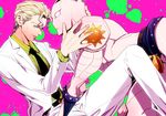  blonde_hair formal jojo_no_kimyou_na_bouken killer_queen kira_yoshikage multiple_boys necktie stand_(jojo) suit u_(lastcrime) 