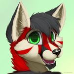  anthro canine cute green_eyes hair headshot jamesfoxbr male mammal open_mouth plain_background portrait smile solo tongue 