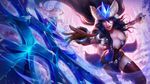  black_hair blue_eyes breasts hat league_of_legends lipstick long_hair makeup nipples sivir snow toples weapon winter 