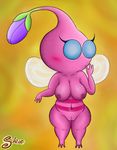  blush breasts female no_mouth pikmin purple_nipples pussy swizzle wide_hips winged_pikmin 