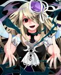  ascot blonde_hair hair_ornament hair_over_one_eye kuroame looking_at_viewer open_mouth pandora_(p&amp;d) puzzle_&amp;_dragons reaching_out smile solo upper_body 
