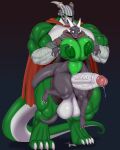 4:5 absurd_res anthro balls ber00 big_balls big_breasts big_penis black_body black_scales blush breasts claws curvy_figure dragon duo female genitals green_body green_scales helm_(disambiguation) hi_res horn huge_balls huge_breasts huge_hips huge_penis huge_thighs humanoid_genitalia humanoid_penis imminent_sex it&#039;ll_never_fit knight larger_male male male/female mostly_nude mythological_creature mythological_scalie mythology nightshade_(dragonofdarkness1992) penis scales scalie size_difference smaller_female tail tempist thick_tail thick_thighs voluptuous warrior wide_hips