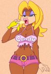  banana big-e6 bikini blonde_hair breasts candy_kong cleavage clothed clothing donkey_kong_(series) female fruit hair lips nintendo suggestive suggestive_food swimsuit video_games wide_hips 