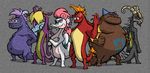  anthro awilddrawfagappears baff_(mlp) blonde_hair dragon fangs fizzle_(mlp) freckles friendship_is_magic garble_(mlp) gronkle_(mlp) group hair legend_of_zelda male my_little_pony nintendo pink_hair purple_hair reptile scalie spear_(mlp) style_parody the_legend_of_zelda video_games wind_waker wings 