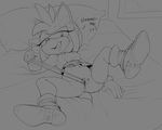  amy_rose anthro bed bottomless breasts english_text female hair hedgehog horny licking licking_lips mammal monochrome navel pillow presenting presenting_pussy pussy sega smile solo sonic_(series) text theboogie tongue 