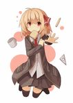  cup food food_in_mouth mouth_hold mug outstretched_hand pencil rumia sh_(562835932) solo toast toast_in_mouth touhou 