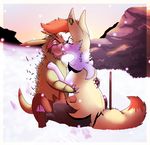  braixen canine couple emeraldarcanine eyes_closed female fennec fox hedgehog holding interspecies kissing love male mammal mistletoe nintendo pok&#233;mon pok&eacute;mon quilladin rodent romantic shipping shivering snow stick straight tailwag tongue trembling video_games 