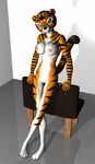  anthro big_breasts breasts feline female fur hair kung_fu_panda long_hair long_tail looking_at_viewer mammal master_tigress nude open_mouth plain_background pose pussy smile solo stripes tiger unrealfox white_fur 