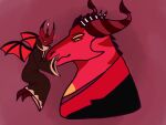 anthro candle demon dragon duo fire helluva_boss hi_res horn inhabitedartist male male/male markings mythological_creature mythological_scalie mythology satan_(helluva_boss) satanxyogirt scalie size_difference yogirt_(helluva_boss)