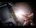  gun gundam highres mecha mobile_suit_gundam space weapon zaku zaku_ii zaku_ii_s_char_custom 