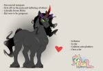 absurd_res black_hair black_tail blue_eyes duo english_text equid equine evehly eye_mist female feral fluttershy_(mlp) friendship_is_magic glowing glowing_eyes green_eyes grey_body hair hasbro heart_symbol hi_res hooves horn king_sombra_(mlp) male mammal my_little_pony mythological_creature mythological_equine mythology pegasus pink_hair pink_tail scar size_difference tail text umbrum unicorn wings yellow_body