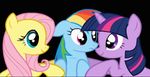  black_background blue_body blue_eyes equine female feral fluttershy_(mlp) friendship_is_magic group hair horn kissing lesbian mammal multi-colored_hair my_little_pony pegasus pink_eyes pink_hair plain_background purple_body purple_eyes purple_hair rainbow_dash_(mlp) tiredbrony twilight_sparkle_(mlp) unicorn wings yellow_body 