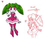 alternate_form alternate_species anthro aroused bottomwear clothing fan_character female generation_7_pokemon green_hair hair heart_eyes heart_symbol heartear18 humanoid innocent_expression machine metallic_body nintendo paradox_pokemon pink_body pink_eyes pokemon pokemon_(species) robot robot_anthro robotization skirt slider_(control) solo status_bar steenee
