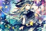  alternate_eye_color blonde_hair blue_eyes hat kirisame_marisa long_hair looking_at_viewer saden_(magumo) smile solo touhou witch_hat 