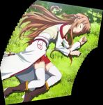  asuna_(sao) bare_shoulders blush boots braid cloak closed_eyes grass highres long_hair pov resting screencap shade sleeping stitched sword_art_online thigh_boots thighhighs third-party_edit tree 