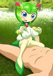  blue_eyes blush cosmo_the_seedrian duo female flat_chested green_hair hair human mammal mobius_unleashed open_mouth pussy sega sonic_(series) video_games young 