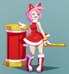  amy_rose animal_ears antenna_hair boots bracelet breasts cat_ears dress fake_animal_ears full_body gloves goggles green_hair hairband huge_weapon jewelry knee_boots koi_drake mallet pink_hair red_dress shooting_glasses simple_background sleeveless sleeveless_dress small_breasts smile solo sonic_the_hedgehog weapon white_gloves 