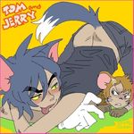  2007 all_fours angry animal_ears aroused ass_up blush cat_ears catboy clothing eye_contact feline flirting gloves jeans jerry male mammal mouse ricken rodent shirt tank_top tom tom_and_jerry tongue tongue_out 