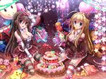  2girls cake chocolat_(noukome) cleavage miazi ore_no_nounai_sentakushi_ga_gakuen_love-comedy_wo_zenryoku_de_jama_shiteru thighhighs yuuouji_ouka 