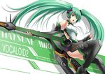  character_name copyright_name elbow_gloves fingerless_gloves floating_hair gatakk gloves green_eyes green_hair hatsune_miku long_hair open_mouth solo thighhighs twintails very_long_hair vocaloid 