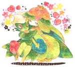  blush flower heart hug lilligant no_humans pokemon red_eyes rose roserade 