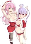  animal_ears artist_request bikini cat_ears copyright_request doll doll_joints dress green_eyes hat joints pink_hair purple_eyes purple_hair santa_bikini santa_costume santa_dress santa_hat swimsuit 