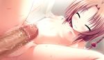  1girl amagasa_hikari blush breasts brown_hair censored eyes_closed game_cg nude penis tamahaji!_-tamatama_hajikeru_imouto-tachi 