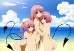  lala_satalin_deviluke momo_velia_deviluke naked nana_asta_deviluke tail to_love_ru to_love_ru_darkness yuri 