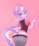  anthro blue_eyes butt clothed clothing coffeechicken diamond_tiara_(mlp) equine female friendship_is_magic hair horse looking_back mammal my_little_pony panties pony solo suggestive thong tiara tongue two_tone_hair underwear 
