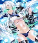  ascot at_classics black_panties breasts crop_top crop_top_overhang glowing glowing_eyes green_eyes kantai_collection large_breasts midriff navel panties shinkaisei-kan silver_hair solo ta-class_battleship underboob underwear 