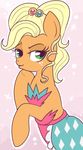  applejack_(mlp) blonde_hair clothed clothing dress duckface equine female freckles friendship_is_magic fur green_eyes hair horse lulubell mammal my_little_pony orange_fur pony solo 