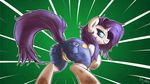  anus blue_eyes butt clothed clothing equine female friendship_is_magic fshydale fur hair horn horse looking_back mammal my_little_pony pony purple_hair pussy rarity_(mlp) simple_background solo unicorn wardrobe_malfunction white_fur 