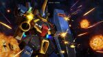  absurdres aiming aiming_at_viewer artist_request barzam barzam_custom battle beam_rifle copyright_logo debris energy_beam energy_gun explosion gundam gundam_battle_operation_2 gundam_sentinel highres lens_flare machinery mecha mecha_focus mobile_suit realistic robot science_fiction shield space sunrise_(company) titans_(gundam) weapon zeta_gundam 
