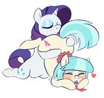  &lt;3 blue_hair blush coco_pommel_(mlp) cutie_mark duo equine eyes_closed female feral friendship_is_magic fur hair holding horse lesbian mammal my_little_pony onetrickpony open_mouth oral oral_sex plain_background pony purple_hair pussy pussy_juice rarity_(mlp) sex two_tone_hair white_background white_fur 