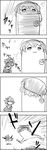  4koma camera camera_flash comic dress fleeing flying greyscale hat highres komeiji_satori monochrome running shameimaru_aya short_hair tani_takeshi tokin_hat touhou translated wings yukkuri_shiteitte_ne 