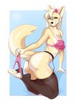 2025 4_toes 5_fingers allie_von_schwarzenbek anthro basilllisk biped blue_background blue_eyes border bra breasts butt canid canine canis claws clothed clothed_anthro clothed_female clothing countershade_torso countershading digital_media_(artwork) feet female finger_claws fingers fur hair hi_res katfishcom looking_at_viewer mammal panties pantsless pantsless_anthro pantsless_female partially_clothed partially_clothed_anthro partially_clothed_female simple_background solo tail toe_claws toes underwear white_border white_hair wolf yellow_body yellow_fur yellow_tail