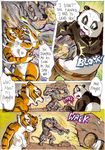  anthro areola balls bear better_late_than_never big_breasts blush breasts butt comic daigaijin dialog english_text erect_nipples erection feline female fight kung_fu_panda male mammal master_tigress muscles nipples nude panda penis po punch pussy rat rodent text tiger vein 