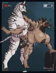 4_toes 5_fingers abs animal_genitalia animal_penis anthro anthro_on_anthro anthro_penetrated anthro_penetrating anthro_penetrating_anthro athletic athletic_anthro athletic_male balls big_balls big_breasts big_penis black_nose black_stripes bodily_fluids breasts brown_body brown_fur camera_view cum cum_in_pussy cum_inside dialogue duo ejaculation english_text equid equine equine_genitalia equine_penis feet female female_penetrated fingers fur genital_fluids genitals hi_res hindpaw hooves huge_breasts huge_penis humanoid_hands hyena jezzlen male male/female male_penetrating male_penetrating_female mammal mature_anthro mature_female muscular muscular_anthro muscular_male navel nipples nude nude_anthro nude_female nude_male paws pecs penetration penile penile_penetration penis penis_in_pussy pussy raised_leg sex striped_body striped_fur striped_hyena stripes tail tail_tuft text toes tuft vaginal vaginal_penetration white_body white_fur zebra