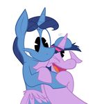  blue_fur blue_hair crescent_(mlp) duo equine female friendship_is_magic fur hair horn horse hug karpet-shark male mammal my_little_pony plain_background pony purple_fur simple_background twilight_sparkle_(mlp) two_tone_hair unicorn white_background winged_unicorn wings 