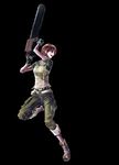  breasts brown_hair chainsaw choker fingerless_gloves gloves medium_breasts rebecca_chambers resident_evil short_hair solo tamago_tomato 