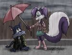  cat city clothed clothing crying feline female fifi_la_fume furrball jacket kindness male mammal rain skirt skunk smile tears tiny_toon_adventures tiny_toons warner_brothers 