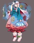  bad_id bad_pixiv_id bow bubble_skirt fan folding_fan hata_no_kokoro highres mask monkey_mask noh_mask oni_mask pink_hair plaid plaid_shirt seastar shirt skirt tassel touhou wide_sleeves yellow_eyes 