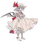  barefoot feet hat iwamoto_zerogo red_eyes remilia_scarlet solo touhou wings 