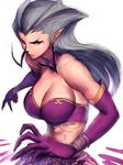  breasts choker copyright_request elbow_gloves fumio_(rsqkr) gloves large_breasts long_hair pointy_ears purple_eyes silver_hair skirt solo 