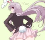  animal_ears bunny_ears bunny_tail hands_on_hips long_hair looking_back miruki purple_hair red_eyes reisen_udongein_inaba skirt solo tail touhou 