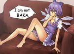  bad_feet bad_id bad_pixiv_id barefoot cirno couch english feet pokimari solo touhou 